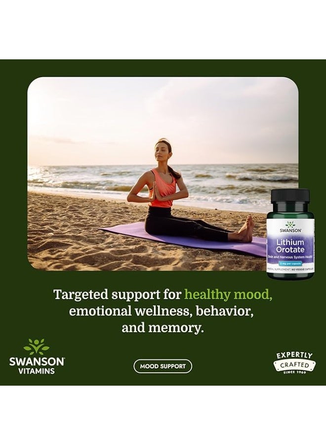 SWANSON LITHIUM OROTATE 5 MG 60 VEGGIE CAPSULES - Image 2