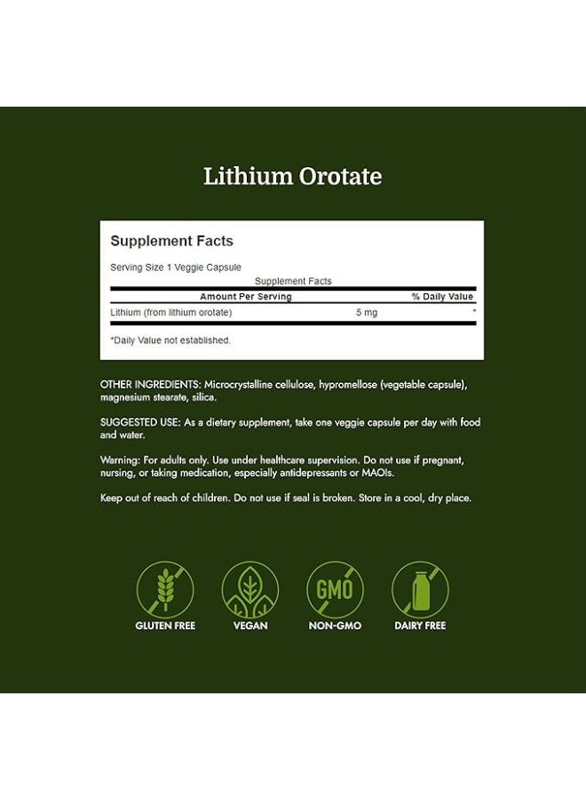 SWANSON LITHIUM OROTATE 5 MG 60 VEGGIE CAPSULES - Image 4