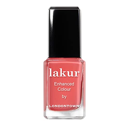 LONDONTOWN lakur Nail Polish  ChipResistant NonToxic Conditions  Hydrates Nails  Glossy Coral Orange Papaya 40 fl oz