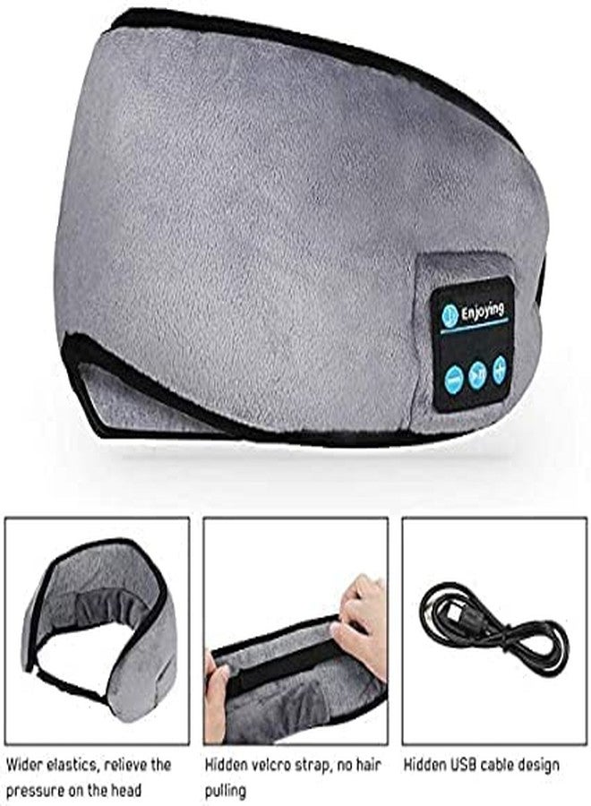 Tendula Cotton Sleep Headphones Bluetooth Eye Mask 5.0 Wireless Music Light Eye Shades Headband Sport Headsets With Built In Speakers Microphone Washable Soft Eye Blinder For Perfect Sleeping. (Grey) - Image 4