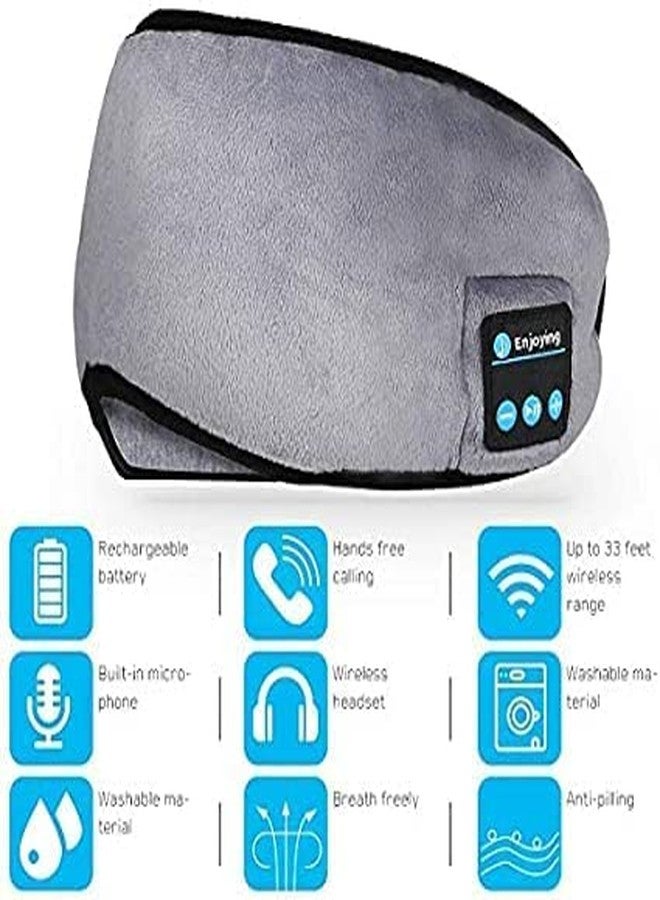 Tendula Cotton Sleep Headphones Bluetooth Eye Mask 5.0 Wireless Music Light Eye Shades Headband Sport Headsets With Built In Speakers Microphone Washable Soft Eye Blinder For Perfect Sleeping. (Grey) - Image 3