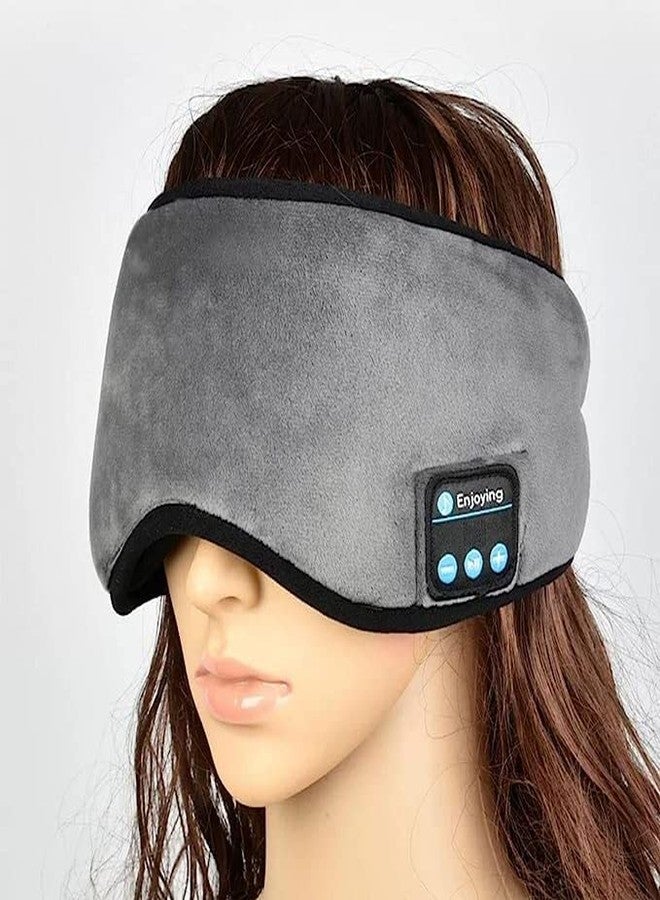 Tendula Cotton Sleep Headphones Bluetooth Eye Mask 5.0 Wireless Music Light Eye Shades Headband Sport Headsets With Built In Speakers Microphone Washable Soft Eye Blinder For Perfect Sleeping. (Grey) - Image 1