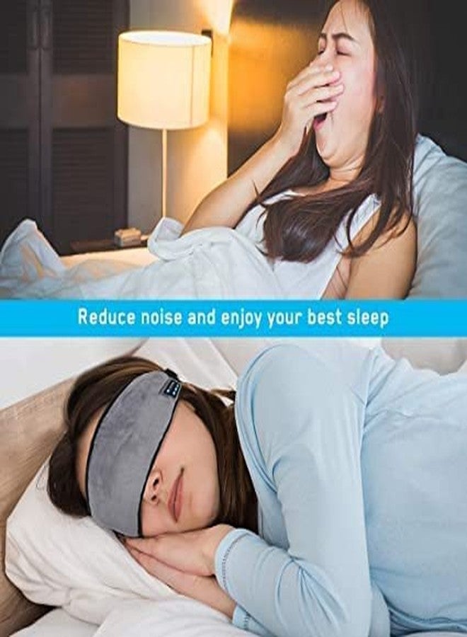 Tendula Cotton Sleep Headphones Bluetooth Eye Mask 5.0 Wireless Music Light Eye Shades Headband Sport Headsets With Built In Speakers Microphone Washable Soft Eye Blinder For Perfect Sleeping. (Grey) - Image 2