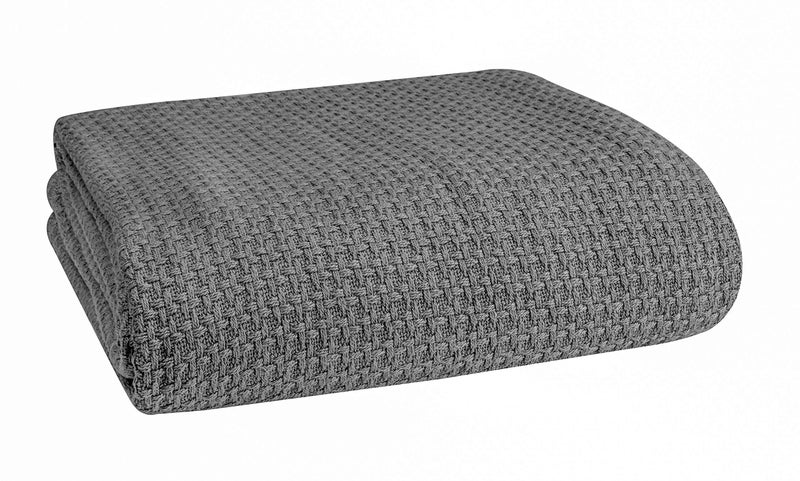 BELIZZI HOME 100 Cotton Bed Blanket Breathable Bed Blanket Full Queen Size Cotton Thermal Blankets Perfect for Layering Any Bed for All Season Charcoal Grey