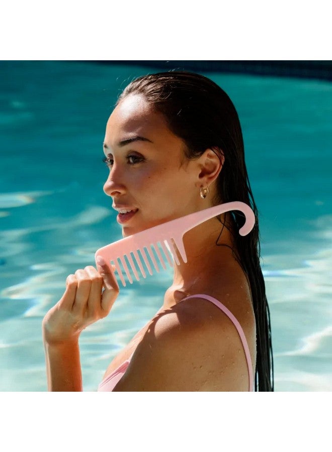 غيمي مشط استحمام لفك تشابك الشعر من بيوتي بينك مع مقبض ومشط ذو أسنان واسعة رائع للتمشيط الرطب وفك تشابك الشعر، مشط كبير يوزع بسهولة منتجات العناية بالشعر للشعر الجاف والرطب (عدد واحد) - Image 2