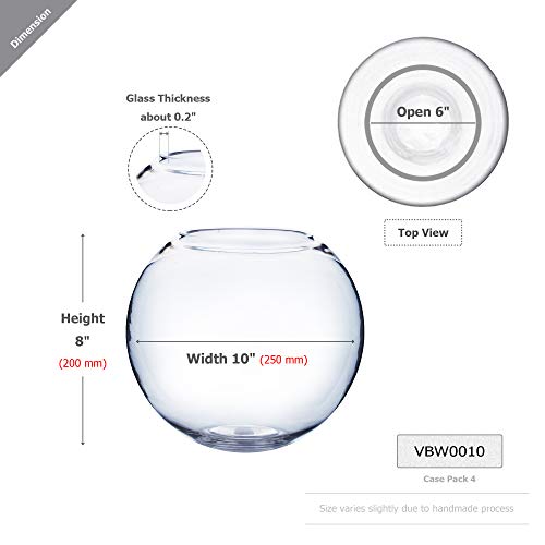 WGVI WGV Bowl Glass Vase, Diameter 10", Height 8", Open Width 6", (Multiple Sizes Choices) Clear Bubble Planter Terrarium Fish Bowl for Wedding Event Home Decor, 1 Piece (VBW0010) - Image 2