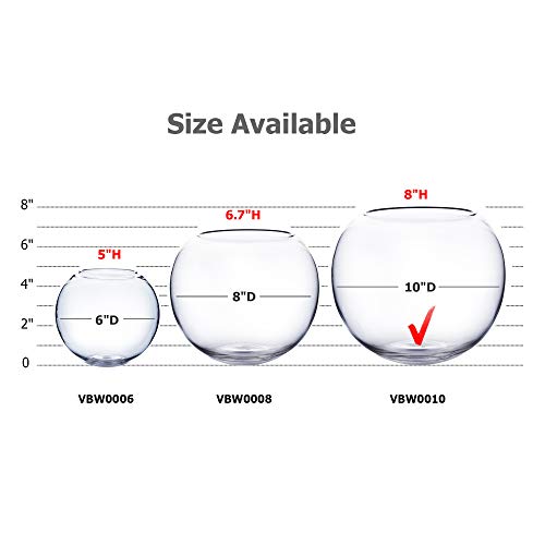 WGVI WGV Bowl Glass Vase, Diameter 10", Height 8", Open Width 6", (Multiple Sizes Choices) Clear Bubble Planter Terrarium Fish Bowl for Wedding Event Home Decor, 1 Piece (VBW0010) - Image 3