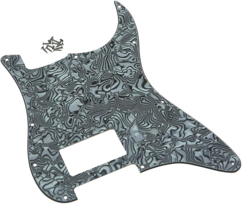 KAISH 11 Hole ST/Strat Style One Humbucker Guitar Pickguard Scratch Plate for Delonge Stratocaster/Strat Black White Shell - Image 1