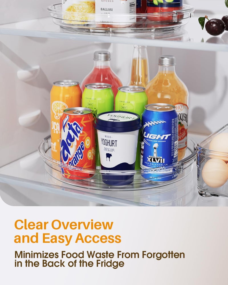 LAMU 2 Pack 10.6in Lazy Susan Organizer Turntable for Cabinet, Clear Lazy Susan for Refrigerator Rotating Organizer for Fridge, Kitchen, Pantry, Countertop, Bathroom, Medicine Cabinet Organizer - Image 3