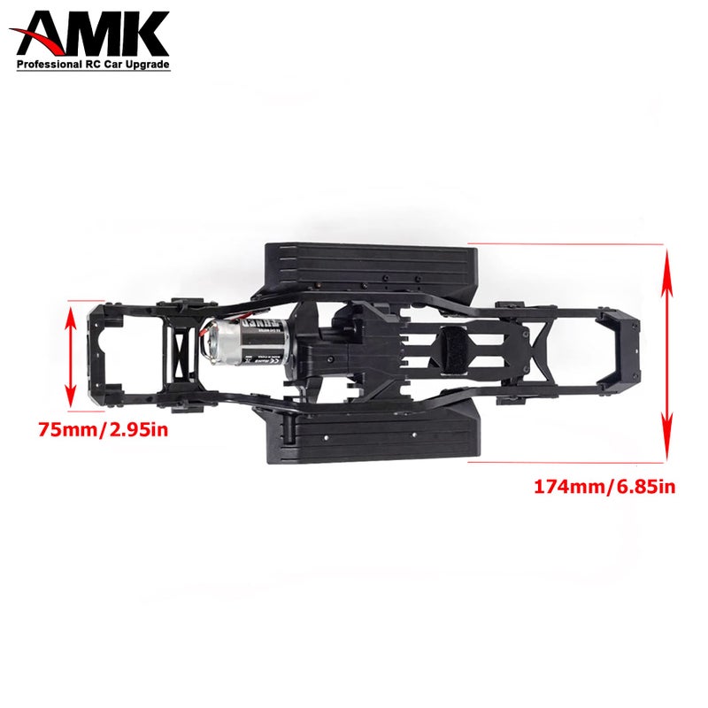 AMK 313mm Wheelbase Nylon Chassis Frame Car Body with 2-Speed Transmission 35T 550 Motor for 1/10 RC Crawler Axial SCX10 TRX4 D90 (DIY+Axles) - Image 3