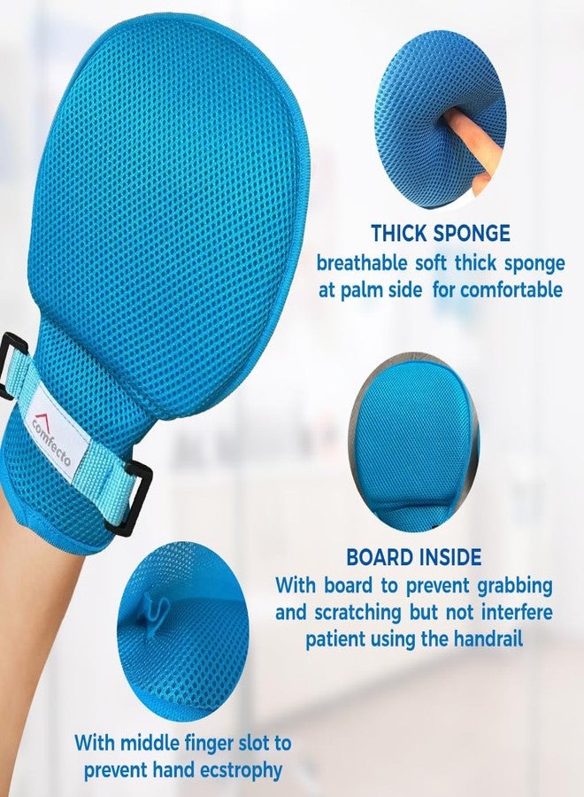 Comfecto Dementia Gloves for Elderly 2 pcs, Hand Control Mitts, Medical Restraint Mitts for Patients, Safety Finger Control Mittens to Prevent Scratching Self Injury, Soft Breathable Padded - Image 3