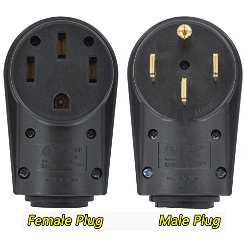 Wadoy 50 Amp RV Male and Female Plug Kit with 14-50P and 14-50R Universal Plug and Receptacle, 125V/250V Heavy-Duty Electrical Plug for Campers, ETL Listed for RVs, Caravans, Motorhomes and Trailers - Image 2