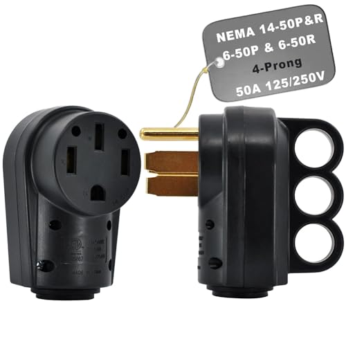 Wadoy 50 Amp RV Male and Female Plug Kit with 14-50P and 14-50R Universal Plug and Receptacle, 125V/250V Heavy-Duty Electrical Plug for Campers, ETL Listed for RVs, Caravans, Motorhomes and Trailers - Image 1