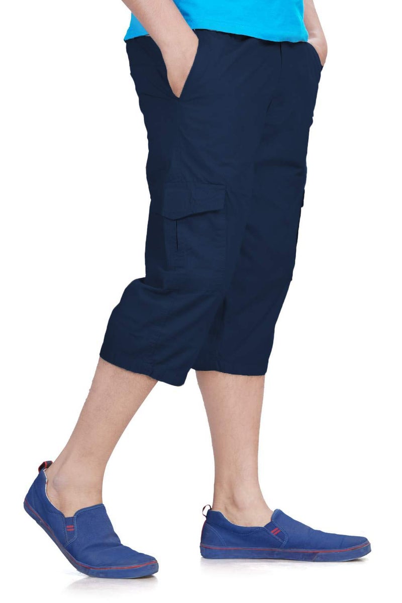 0-DEGREE Men's Regular Fit Three Quarter Shorts Blue 38 Inch Waist - Image 3