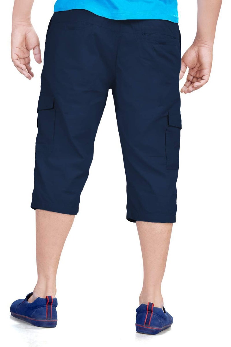 0-DEGREE Men's Regular Fit Three Quarter Shorts Blue 38 Inch Waist - Image 2