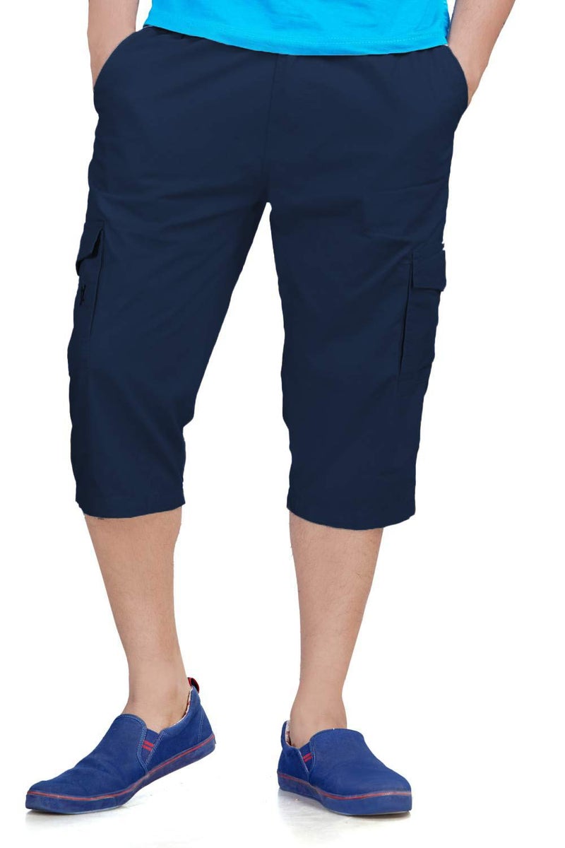 0-DEGREE Men's Regular Fit Three Quarter Shorts Blue 38 Inch Waist - Image 5
