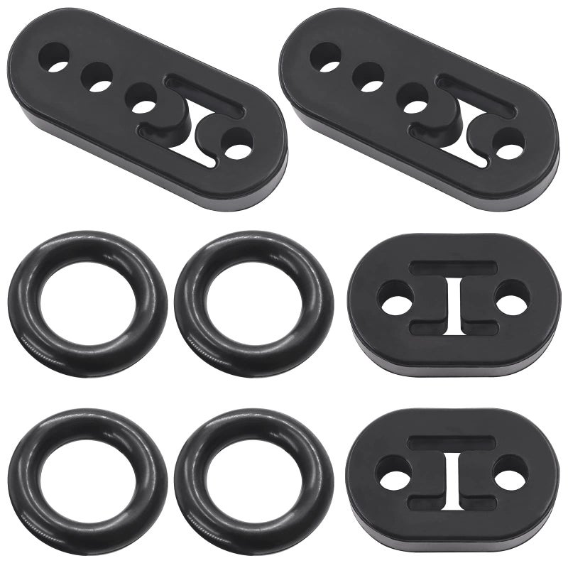 Rustark 8Pcs Car Exhaust Rubber Hangers Muffler in 2 Holes and 4 Holes with High Density Rubber Muffler O Ring Insulator Muffler Bracket Bushing Mount for Car Truck