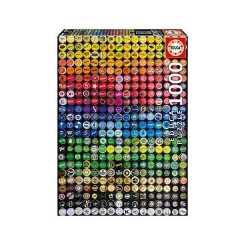 Educa Bottle Caps Collage 1000 Piece Jigsaw Puzzle Puzzle Glue Included Completed Image Measures 268 x 189 Ages 14 19026