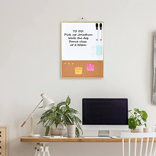 TSJ OFFICE Small Combination Board - 16" X 12" Portable Aluminum Gold Framed Magnetic Dry Erase Board for Wall, Small Bulletin Cork Board with Holder for Office, Home and School - Image 4