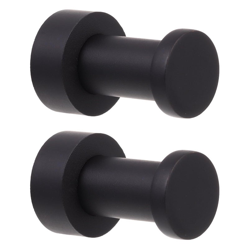 2Pcs Black Brass Wall Mounted Bathroom Towel Hooks for Shower Robe and Coat - Image 2