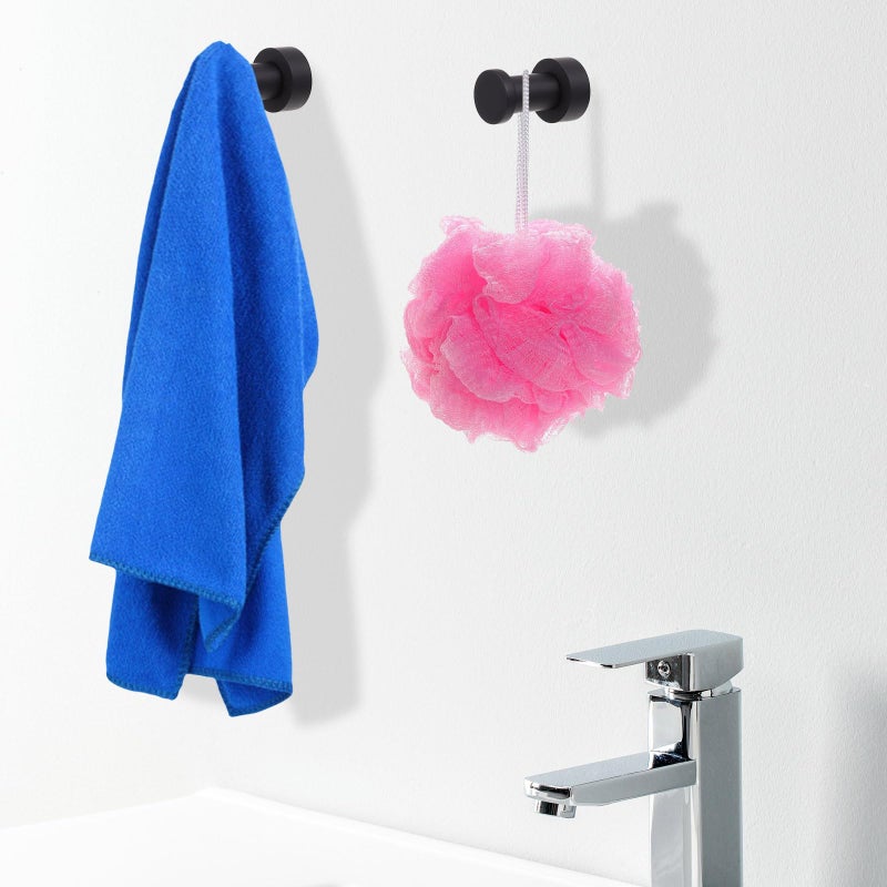 2Pcs Black Brass Wall Mounted Bathroom Towel Hooks for Shower Robe and Coat - Image 5