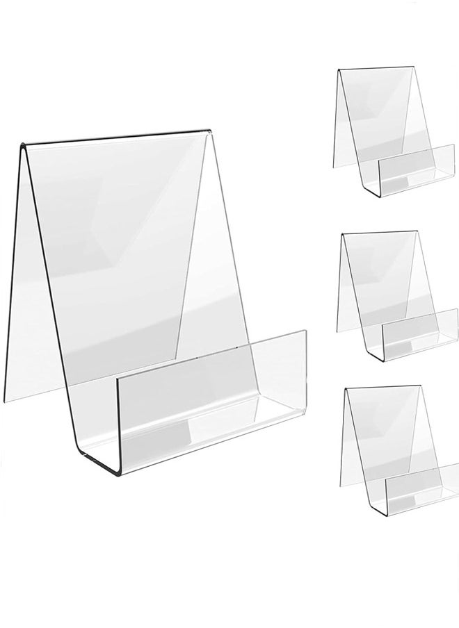 Acrylic Book Display Stand Clear Easel, 4 Pack Clear Acrylic Display Easel Transparent Display Stand Holder Tablet Holder for Books Display, Music Sheets, Artworks, CD, Tablet Holder  - Image 1