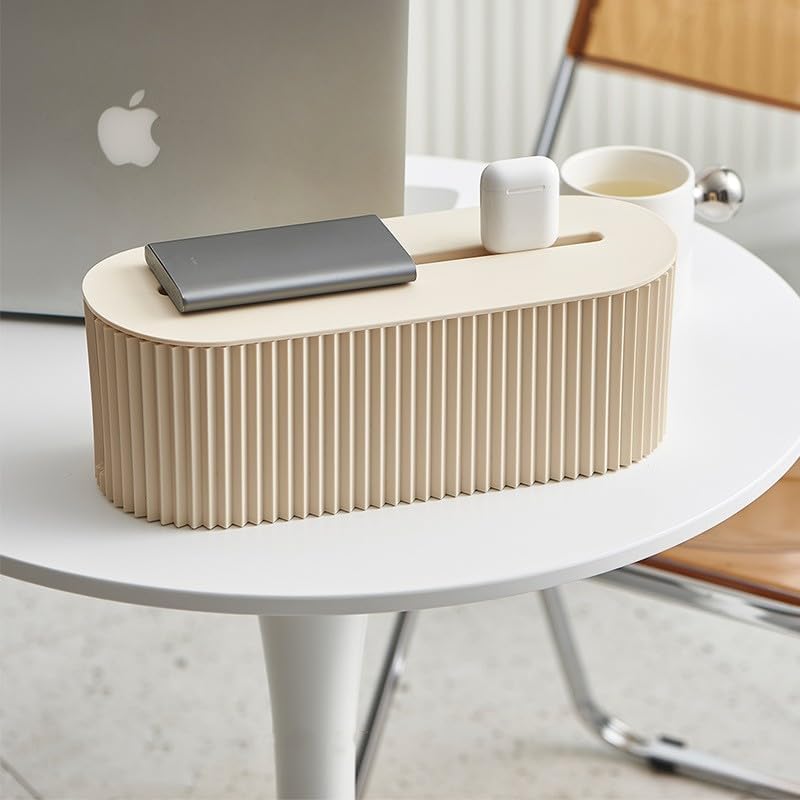 SAGREENY Stylish Cable Management Box, Cord Organizer Box to Hide Power Strips, Protector Cable Organizer Box for Home and Office, Cord Hider White Box with Wire Organizer - Image 4