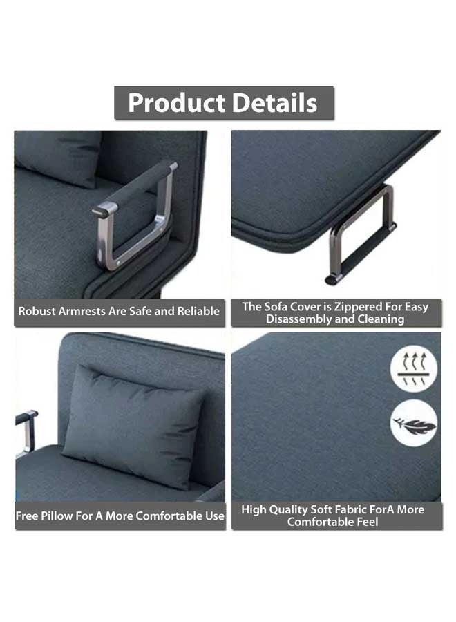 Reelyo Folding Sofa Bed, Convertible Sleeper Chair with Pillow Upholstered High Back Adjustable Lounge Chair With Padded Foldable Mattress with Back Support, Portable Fold Out Chair Bed Comfy Floor Sofa Lounge With Armrests Storage Bag Modern Lounger Accent Sofa Home Leisure Adjustable For Nursery, Living Room And Bedroom 300LBS Capacity GREY - Image 5