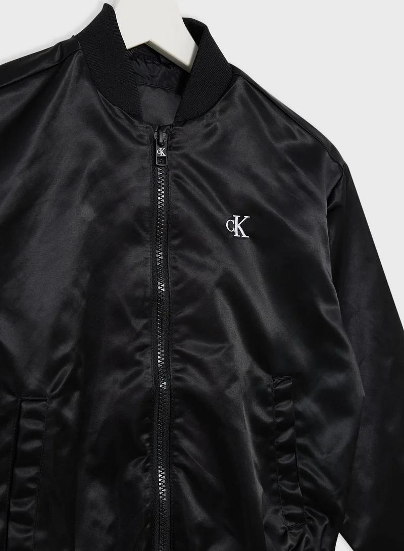 Calvin Klein Jeans Kids Zippered Bomber Jacket