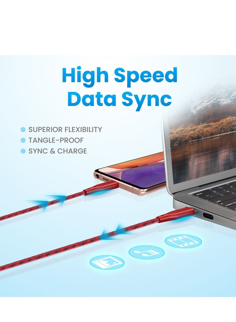 Remson كابل رمسون رابيد-لينك نايلون مضفر USB Type C للشحن السريع ومزامنة البيانات 2 متر أحمر - Image 5