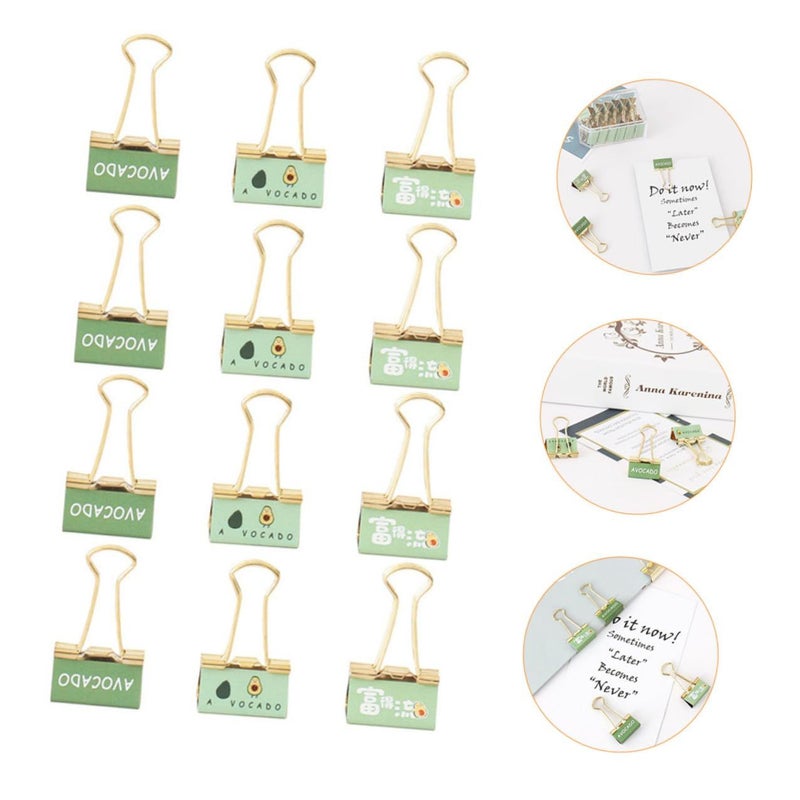 Avocado Green 25mm Metal Binder Clips 12 Pack For Office School File Organization - Image 4