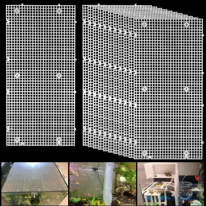Weramics Plastic Egg Crate Grip Panel Fish Tank Divider Aquarium Divider Filter Bottom Fish Tank Isolation Board Egg Crate Tray (White, 12pcs 11.8X5.9 Inch with 0.15 Inch Hole) - Image 1
