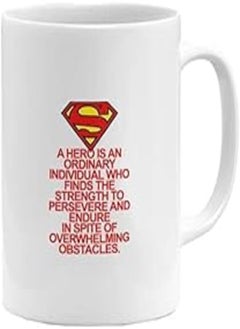 RYN PRINTED DESIGN Superman Hero Ordinary Quote Printed Coffee Mug White/Red/Yellow 11ounce