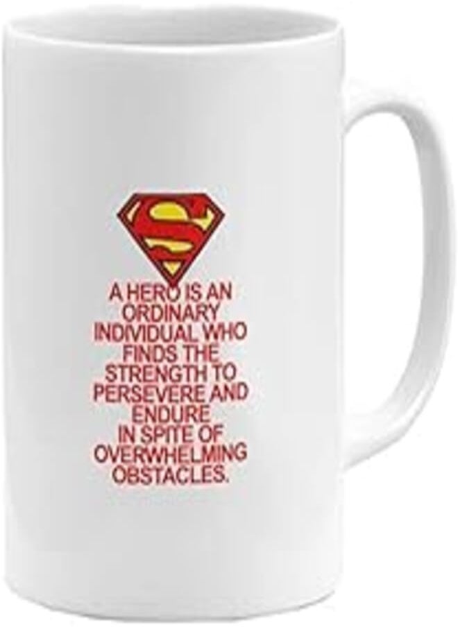 Generic - RYN PRINTED DESIGN Superman Hero Ordinary Quote Printed Coffee Mug White/Red/Yellow 11ounce - Image 1