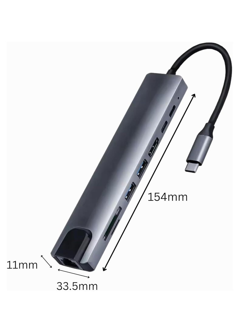 TIGER Title: USB C Hub 8-in-1, Type C Multiport Adapter with 4K HDMI, Power Delivery, USB-C, Ethernet, 2 USB Ports, SD/TF Card Reader – Expand Your Device’s Connectivity  - Image 3