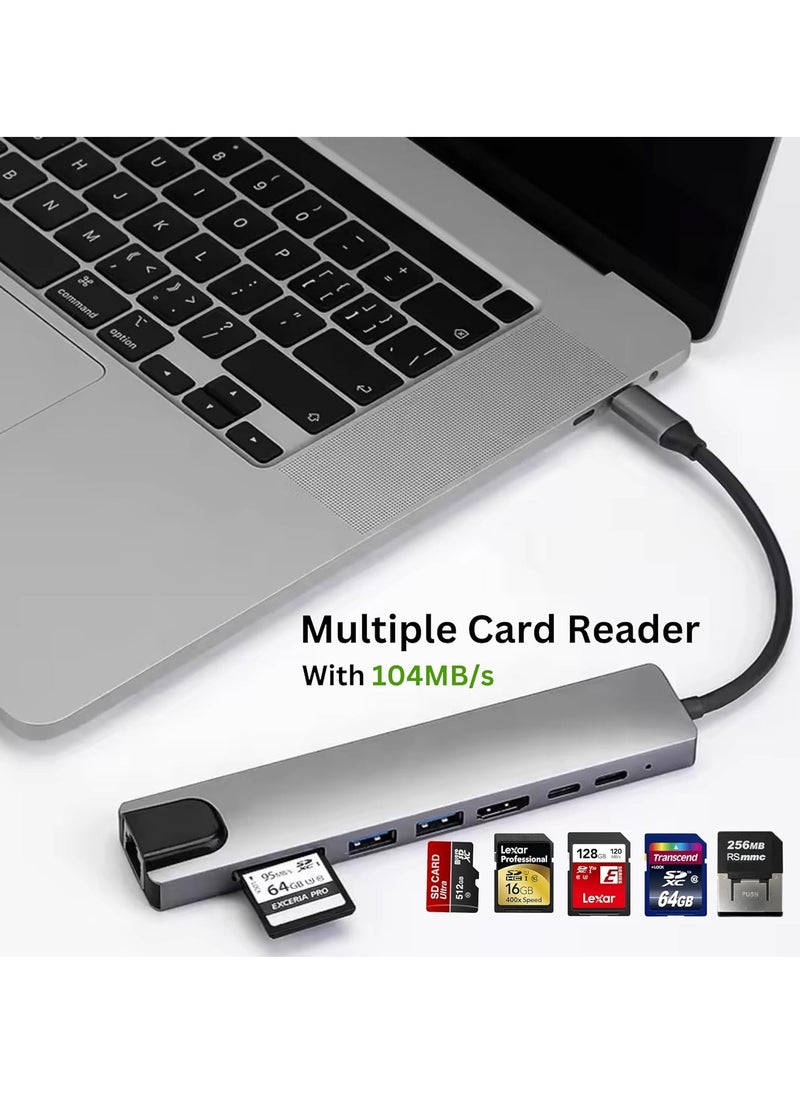 TIGER Title: USB C Hub 8-in-1, Type C Multiport Adapter with 4K HDMI, Power Delivery, USB-C, Ethernet, 2 USB Ports, SD/TF Card Reader – Expand Your Device’s Connectivity  - Image 4