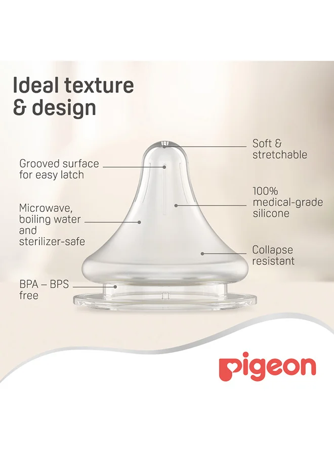 pigeon 2 Pieces Soft Touch Peristaltic Plus Silicone Nipple (S) Card Wide Neck Nipple