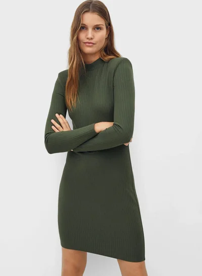 MANGO Ribbed Mini Dress