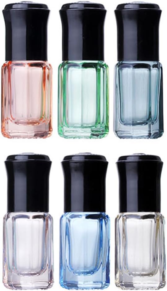 Elandy 6Pcs 3ml Empty Refillable Clear Glass Roller Bottles with Black Cap Multi-Color Mini Essential Oil Roll-on Bottle Vials Travel Perfume Rollerball Bottles Container with Steel Ball (Random Color) 