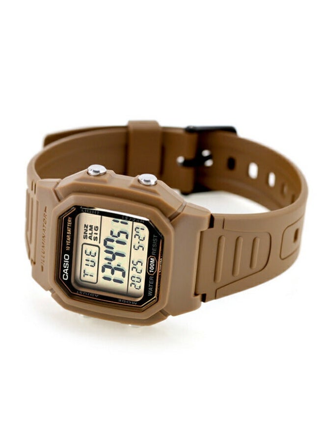 كاسيو ساعة كاسيو W-800H-5AVDF الرياضية الرقمية للرجال - سوار من الراتنج البني - Image 4