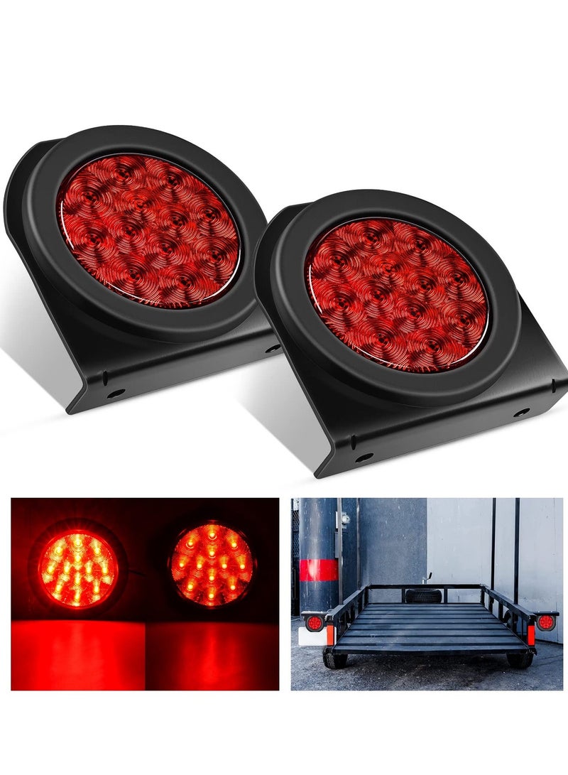 XiuWoo Round Trailer Tail Light, 2PCS 24LED Red Stop Brake Turn Lights, 4 Inch Stainless Steel Lights for Truck, Van, Camper, Boat, Lorry(DOT Certified) - Image 5