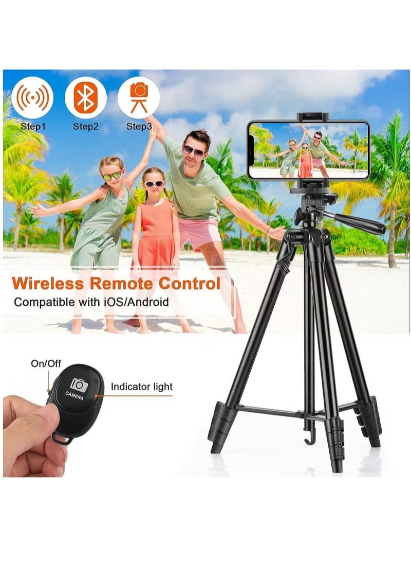 50 Inch Extendable Phone Tripod and Camera Stand with Bluetooth Remote and Clip - Image 4