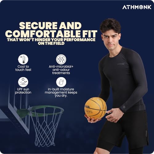 Athmonk 2in1 Hybrid Workout Shorts for Men and Women - Active Wear Running Shorts Tights for Sports Gym - Hidden Mobile Pocket & Zipper Back Pocket - with Double Inner Compression Liner - Black, L - Image 4