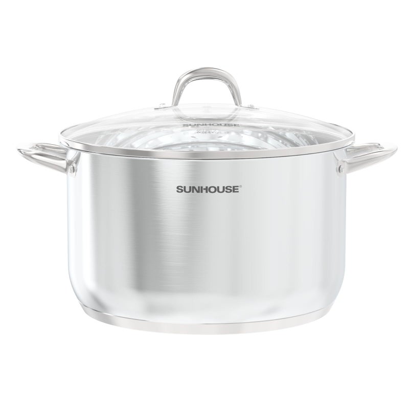 SUNHOUSE 155 Quart Stainless Steel Stockpot  HeavyDuty Induction Pot with Lid and Riveted Handles  Ideal for Soup Seafood Stock Canning and Catering for Large Groups and Events