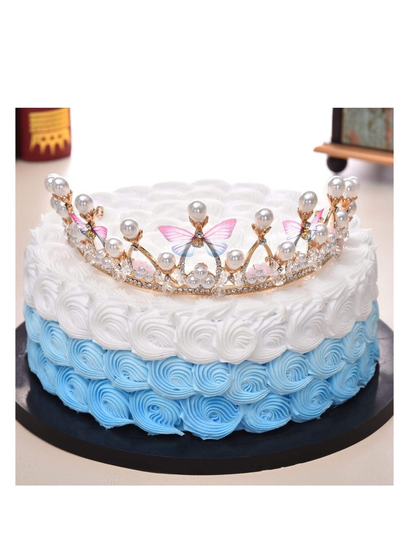 Princess Tiaras for Girls, Birthday Crown for Girls Butterfly Princess Performance Disc Hair Model Catwalk Handmade Crystal Tiara - Image 3