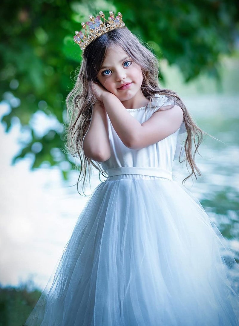 Princess Tiaras for Girls, Birthday Crown for Girls Butterfly Princess Performance Disc Hair Model Catwalk Handmade Crystal Tiara - Image 5