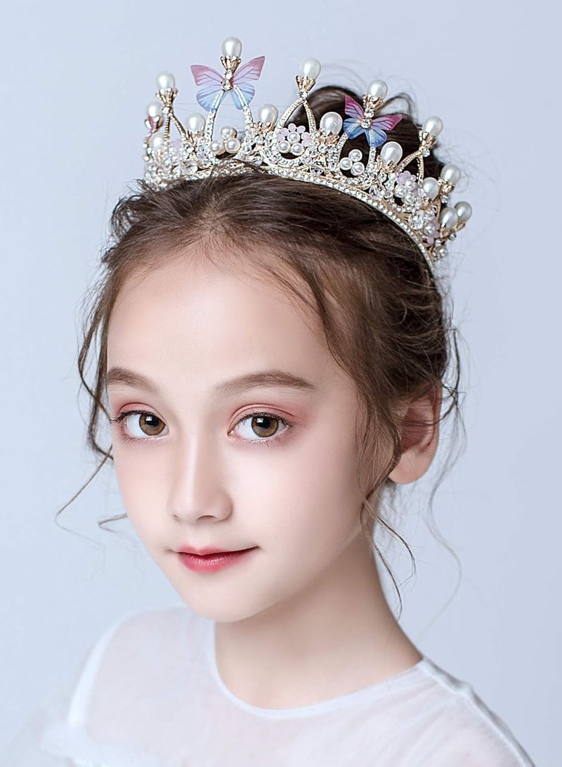 Princess Tiaras for Girls, Birthday Crown for Girls Butterfly Princess Performance Disc Hair Model Catwalk Handmade Crystal Tiara - Image 4