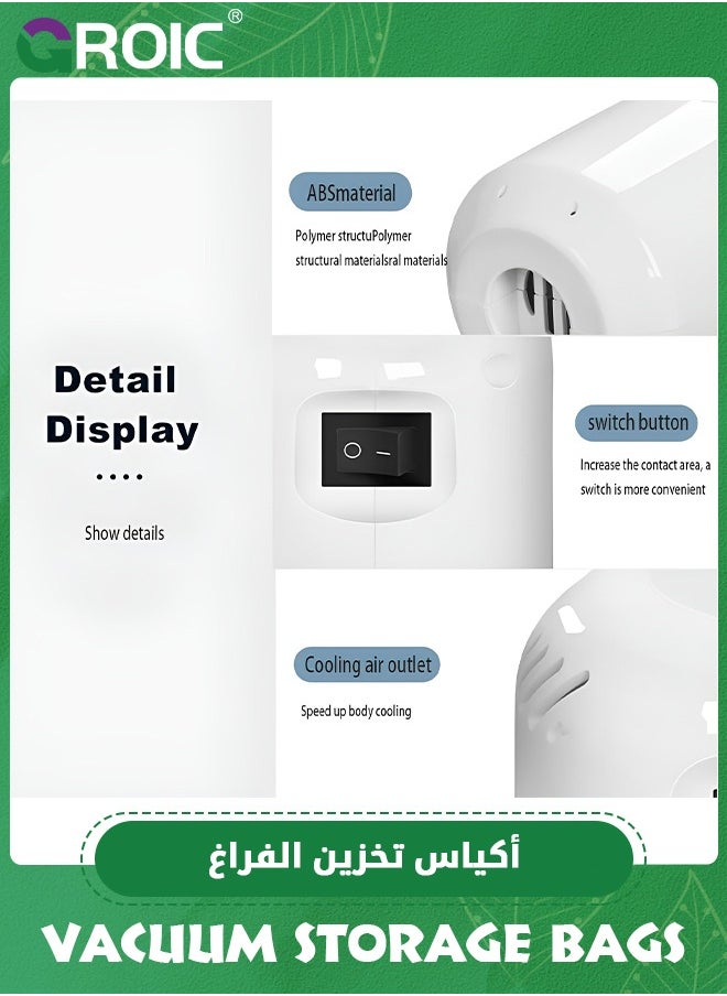 أكياس تخزين ممتازة للمكنسة الكهربائية مع مضخة كهربائية، 6 عبوات (2 جامبو، 2 كبير، 2 متوسط)، أكياس قابلة لإعادة الاستخدام لتوفير المساحة للملابس والمراتب وحقيبة مكنسة كهربائية موفرة للمساحة