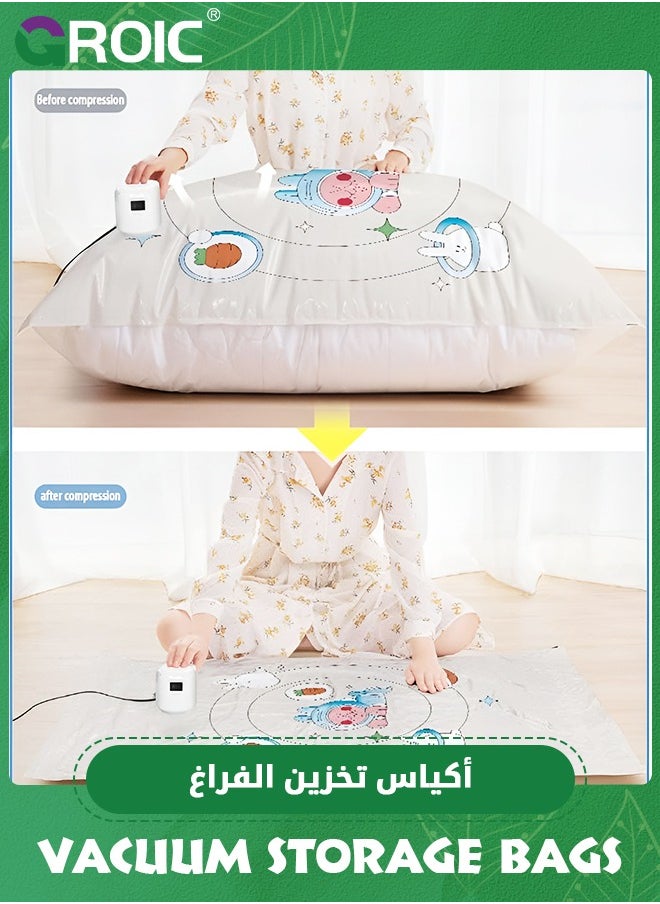 أكياس تخزين ممتازة للمكنسة الكهربائية مع مضخة كهربائية، 6 عبوات (2 جامبو، 2 كبير، 2 متوسط)، أكياس قابلة لإعادة الاستخدام لتوفير المساحة للملابس والمراتب وحقيبة مكنسة كهربائية موفرة للمساحة