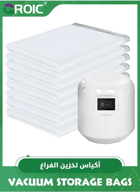أكياس تخزين ممتازة للمكنسة الكهربائية مع مضخة كهربائية، 6 عبوات (2 جامبو، 2 كبير، 2 متوسط)، أكياس قابلة لإعادة الاستخدام لتوفير المساحة للملابس والمراتب وحقيبة مكنسة كهربائية موفرة للمساحة